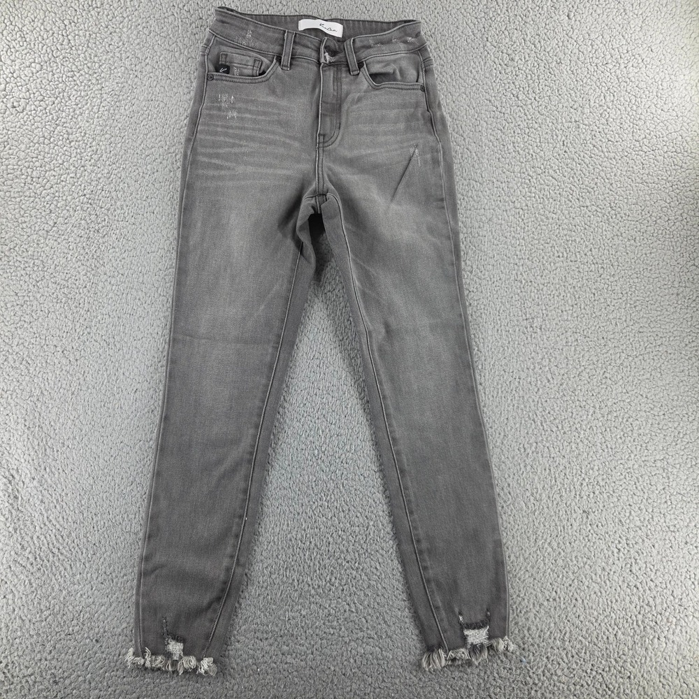 KanCan Jeans Womens‎ 25 Gray Mid Rise Distressed Skinny Jeans Frayed Hem